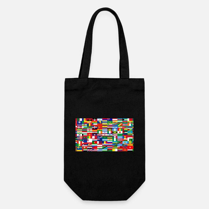 Colorful Collage World Flags - Gift Bag for Bottles - black
