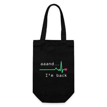 Aaand I'm back, Heart Attack Survivor - Gift Bag for Bottles - black - Front