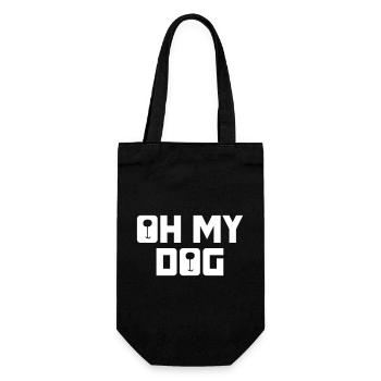 Oh my Dog Hundeliebe Fell Schnauze Fan Tierliebe - Geschenkbeutel für Flaschen - Schwarz - Vorne