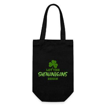 St Patricks Day - Shenanigans - Shamrock - Geschenkbeutel für Flaschen - Schwarz - Vorne
