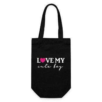 Love my cute boy - Gift Bag for Bottles - black - Front