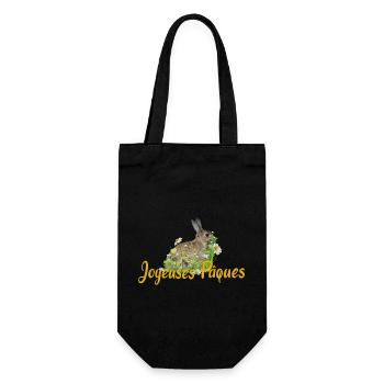Joyeuses Paques Frohe Ostern - Geschenkbeutel für Flaschen - Schwarz - Vorne