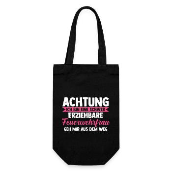 Feuerwehr Feuerwehrfrau - Geschenkbeutel für Flaschen - Schwarz - Vorne