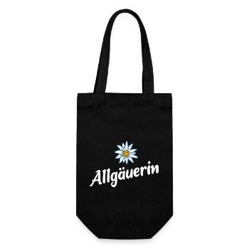 Allgäuerin - Alpen Edelweiß aus dem Allgäu - Geschenkbeutel für Flaschen - Schwarz - Vorne