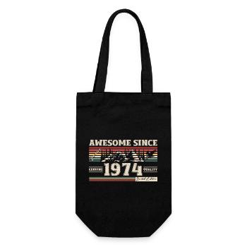 50. Geburtstag Awesome Since Januar Jahrgang 1974 - Geschenkbeutel für Flaschen - Schwarz - Vorne
