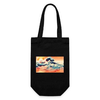 Sunset Waves in Ukiyoe - Gift Bag for Bottles - black - Front
