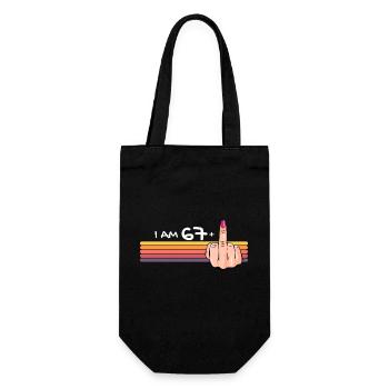 Ich bin 67 + 1 Mittelfinger-Shirt Ich bin 67 plus, - Geschenkbeutel für Flaschen - Schwarz - Vorne