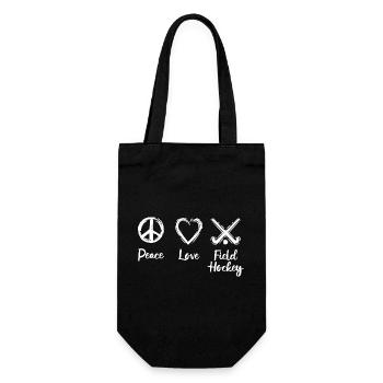 Peace Love Field Hockey - Geschenkbeutel für Flaschen - Schwarz - Vorne
