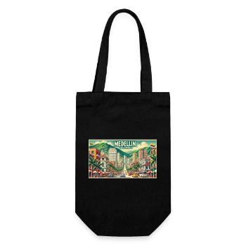 Medellin Kolumbien Vintage Design - Geschenkbeutel für Flaschen - Schwarz - Vorne