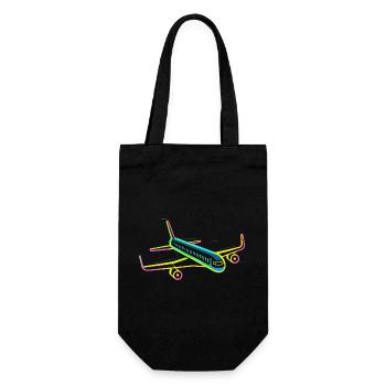 Retro Airplane Graphic - Gift Bag for Bottles - black - Front