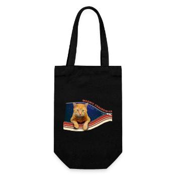Funny Cat - Meowy Christmas - Gift Bag for Bottles - black - Front