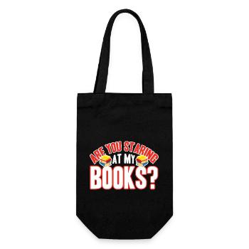 Are You Staring At My Books Funny Book - Gift Bag for Bottles - black - Front