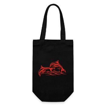 Les dauphins rouges - Sac à bouteille - noir - Devant