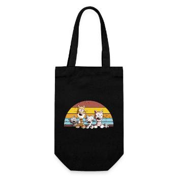 Drollige Katzen Cartoon Vintage Katzenliebhaber - Geschenkbeutel für Flaschen - Schwarz - Vorne