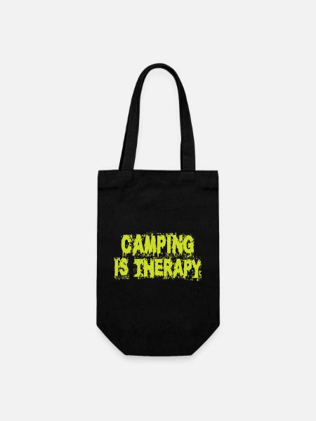 Camping is therapy - Gift Bag for Bottles - black