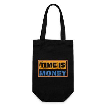 Time Is Money: Contrast Typography - Gift Bag for Bottles - black - Front