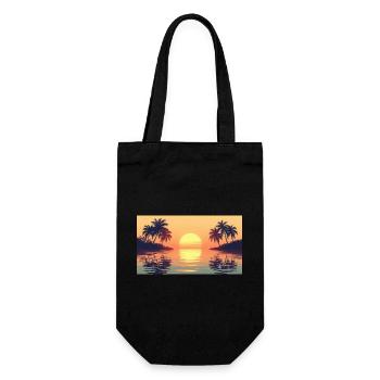 Sunset on tropical island - Gift Bag for Bottles - black - Front