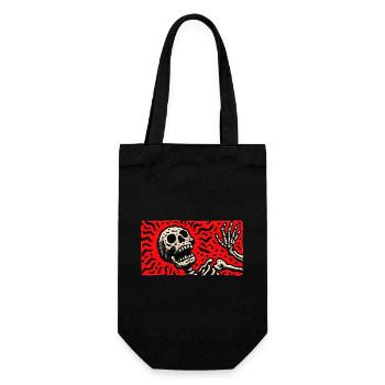 Squelette en imprimé rétro rouge sang - Sac à bouteille - noir - Devant