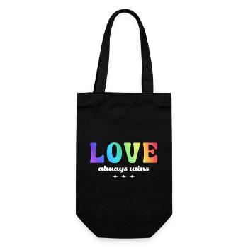 LGBTQ+ Love Always Wins Regenbogen Farben - Geschenkbeutel für Flaschen - Schwarz - Vorne
