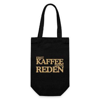 Erst Kaffee dann reden Lustiges Retro Design - Geschenkbeutel für Flaschen - Schwarz - Vorne