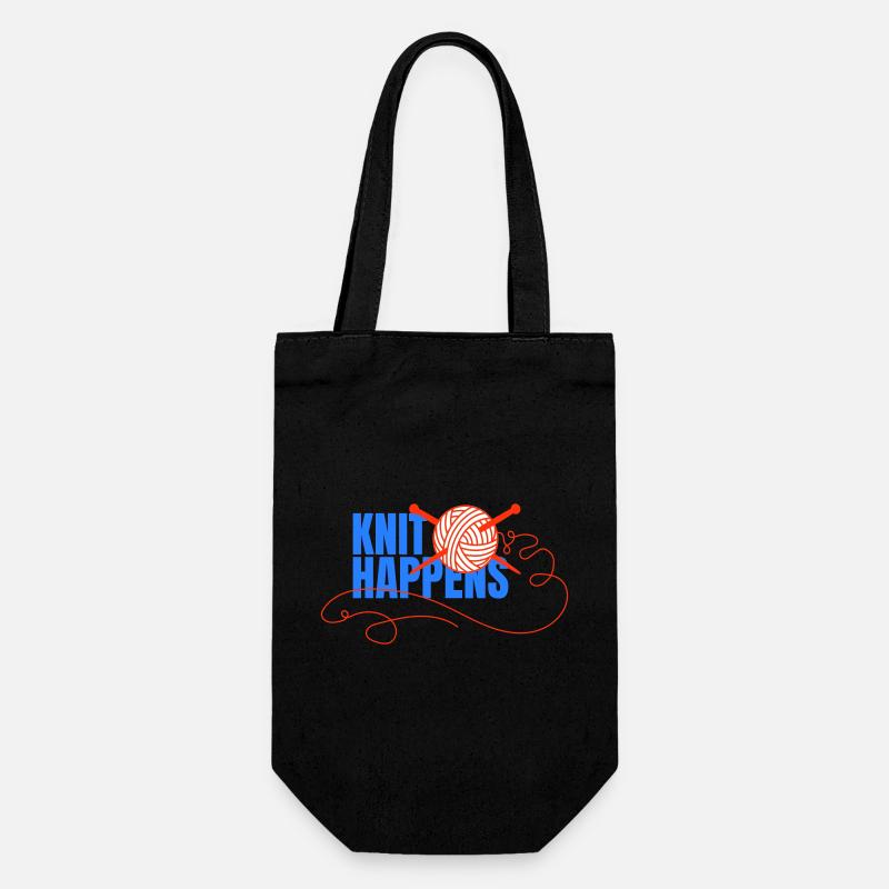 Logo Knit Happens Conception tricotée - Sac à bouteille - noir