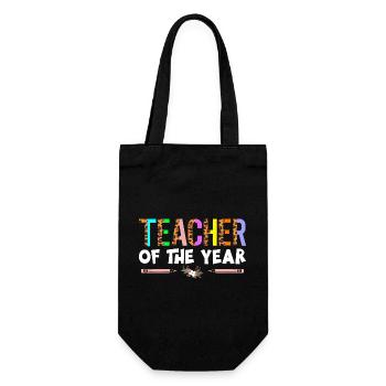 Teacher of the Year Leopard Print - Gift Bag for Bottles - black - Front