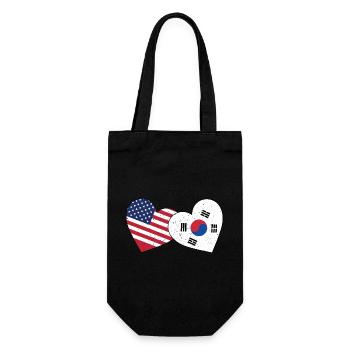 South Korea And US Flag American Korean - Gift Bag for Bottles - black - Front