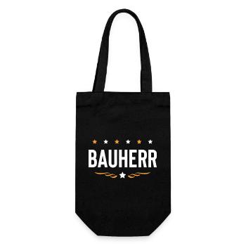 Bauherr Haus Bau - Geschenkbeutel für Flaschen - Schwarz - Vorne