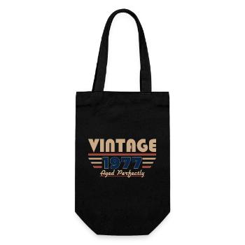 49. Geburtstag Geschenk Mann Vintage Jahrgang 1977 - Geschenkbeutel für Flaschen - Schwarz - Vorne