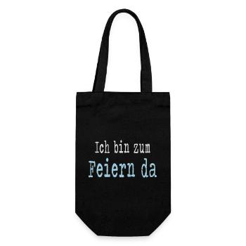 Ich bin zum Feiern da - Junggesellenabschied - Geschenkbeutel für Flaschen - Schwarz - Vorne
