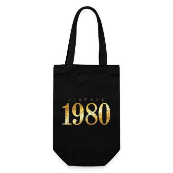 Né en 1980 (vintage jaune doré) anniversaire - Sac à bouteille - noir - Devant