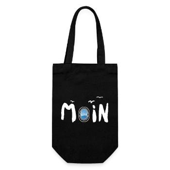 Moin Meer Leuchtturm Möwe - Geschenkbeutel für Flaschen - Schwarz - Vorne