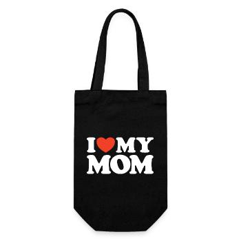 I love my Mom Herz Shirt - Geschenkbeutel für Flaschen - Schwarz - Vorne