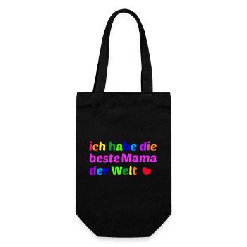 Ich habe die beste Mama der Welt - Geschenkbeutel für Flaschen - Schwarz - Vorne