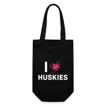 I love Huskies - Geschenkbeutel für Flaschen - Schwarz - Vorne