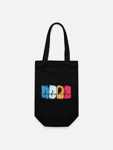 Surf Retro Heartbeat Surfing Surfer Surfing - Sac à bouteille - noir