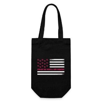 Even my dog wants a new president USA Flag - Gift Bag for Bottles - black - Front