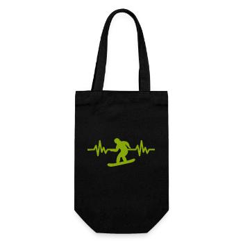 Heartbeat Snowboard - Wintersport Schnee Piste - Geschenkbeutel für Flaschen - Schwarz - Vorne