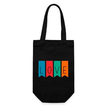 LOVE. COUPLE. JUST MARRIED. Bachelorette party. VALENTINE'S DAY - Gift Bag for Bottles - black - Front
