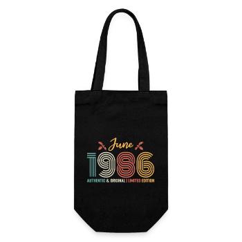 June 1986 Birthday June 1986 Retro June - Gift Bag for Bottles - black - Front