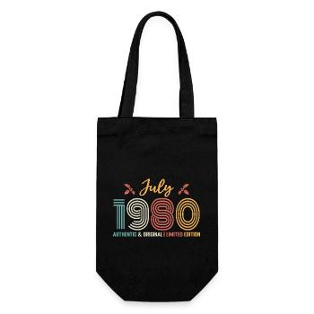 Juli 1980 Jubiläum Juli 1980 Juli - Geschenkbeutel für Flaschen - Schwarz - Vorne
