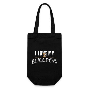 I love my Bulldog - Geschenkbeutel für Flaschen - Schwarz - Vorne
