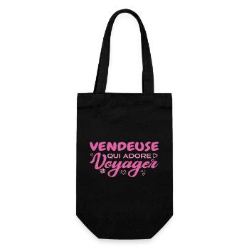 Globe-trotting saleswoman with a passion for travel - Gift Bag for Bottles - black - Front
