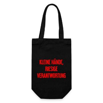 Small Hands, Huge Responsibility Parent Saying - Gift Bag for Bottles - black - Front