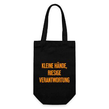 Small Hands, Huge Responsibility Parent Saying - Gift Bag for Bottles - black - Front