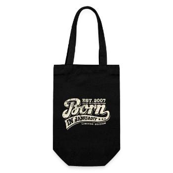 Born in January 2007 - Birthday - Gift - Gift Bag for Bottles - black - Front