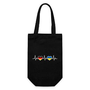 Ukraine Germany Heartbeat Flag Ukrainian - Gift Bag for Bottles - black - Front