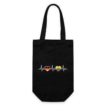 Ecuador Deutschland Herzschlag Flagge Ecuadorianer - Geschenkbeutel für Flaschen - Schwarz - Vorne