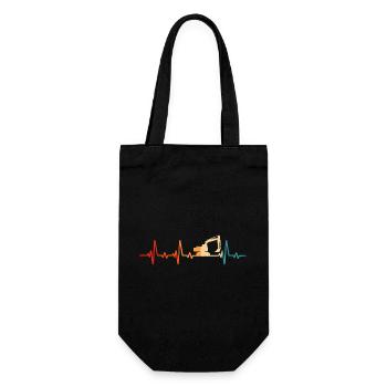 Retro Bagger Baggerfahrer Baustelle - Geschenkbeutel für Flaschen - Schwarz - Vorne
