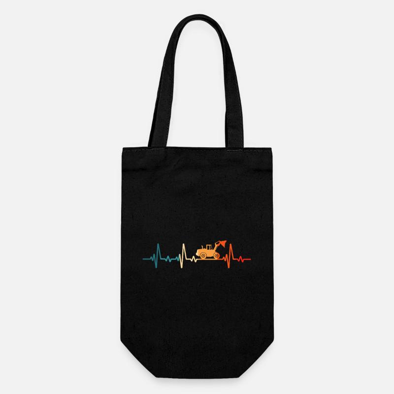 Wheel Loader Driver Heartbeat Retro Wheel Loader - Gift Bag for Bottles - black